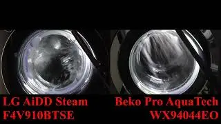 LG AiDD Steam F4V910BTSE vs Beko Pro AquaTech WX94044EO Delicates 40 cycle with Rinse+ wash race
