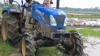 New Holland 3600_2 excel 4wd #tractor with bengol rotavator in paddy farming full performance video