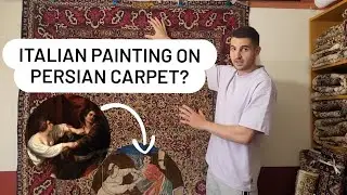 Italian painting on Persian carpet?! - Antique Tabriz Mehdizadeh carpet
