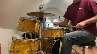 1970's mishmash Slingerland Gold Satin Flame drum set! Groovy baby!