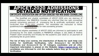 APICET 2020-21 COUNSELLING DETAILS