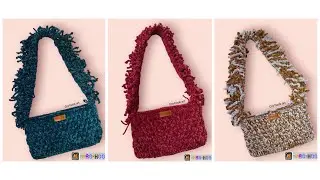 كروشيه شنطة ترند بخيط القطيفه | Crochet bag velvet tote bag| Cro-hook art