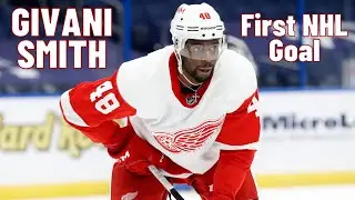 Givani Smith #48 (Detroit Red Wings) first NHL goal Jan 14, 2020