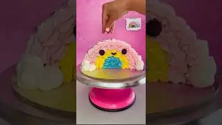 EASY RAINBOW CAKE short version! Kawaii rainbow 🌈🎂#cakedecorating #cakeshorts #satisfying