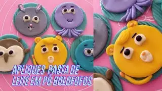 APLIQUES BOLOFOFOS DE PASTA DE LEITE EM PÓ.