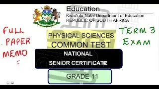 Physical Sciences Grade 11 Term 3 Test - KZN September 2024 @mathwithlightone