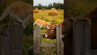 Curious Kitten Meets Gentle Cow&hellip; The Sweetest Farm Friendship Begins