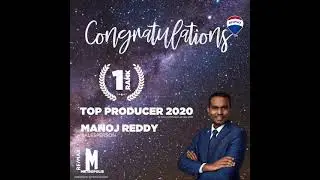 Congratulations Manoj Reddy on achieving Top 5 Producers - Gross Commissions for all of 2020! ✅🎯🚀🏁
