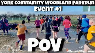 York Community Woodland Parkrun Event #1 -  Full Course POV With On Screen Stats