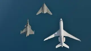 nEUROn, Rafale and Falcon 7X Formation Flight - World's First
