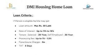 DMI Bank Home Loan Policy in English