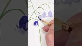 How to paint loose watercolor BLUE BELLS Day 20- Easy Watercolor Flower Tutorial #flowerpainting