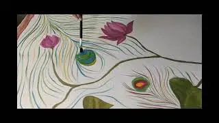 Silk Painting Techniques Without Gutta | Silk Painting Ideas | Paint Peacock Feather in Simple Way