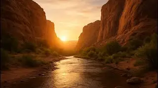 Serene Canyon Sunrise Ambience 🌄 | Warm Desert Wind for Deep Relaxation