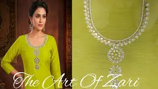 Latest Aari Zari Work Tutorial for Beginners 2026 Short Kurti Neck  Design Mul chanderi Fabric