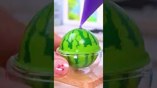 Watermelon Jelly 🌈🍮 Miniature Rainbow WATERMELON Jelly Decorating  #Yumupminiature