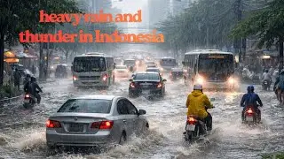 Heavy rain in residential areas in Indonesia 