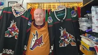 Jersey Comparison: Original Phoenix Coyotes Kachina vs Arizona Coyotes Kachina.