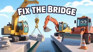 Cracked Bridge Slab Repair | 3D Cartoon Construction Story for Kids | @Giggleulagam 