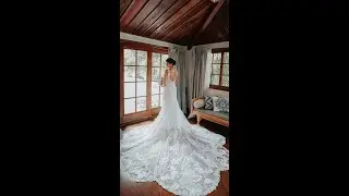 Cathedral Train Lace Wedding Dress CW2303  | Cocomelody Real Wedding