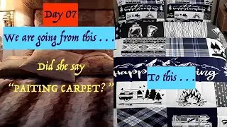 Day 07 as I redecorate & remodel my RV camper bedroom, including PAINTING the carpet