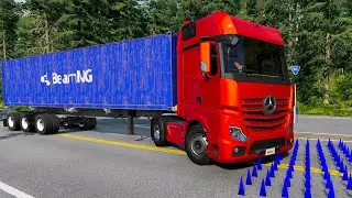 Trucks and Cars vs spike strip challenge #39 BeamNG Drive BeamNG BOOM