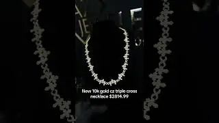 New 10K Gold CZ Triple Cross Necklace at Ijaz Jewelers #necklace #goldnecklace #diamondnecklaces