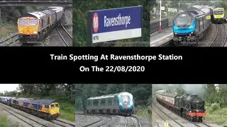 (HD) Train Spotting At Ravensthorpe Station Classes 47/66/68/158/150/185/802 steam On The 22/08/2020