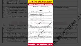 B.Pharmacy 8th Semester | Pharmaceutical Marketing Management | PY Question Paper