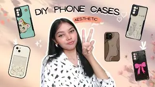 I made 5 Aesthetic Phone Case Designs using Paper & Paint🎨✨ | Easy DIY Phone Covers
