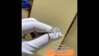 2 10CT Pear Cut Side Baguette Three Stone Moissanite Engagement Ring