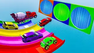 Cars vs Color Slide Portal Trap | Ultimate Survival Test - BeamNG.Drive