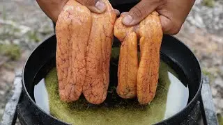 Deep Fried Fish Eggs Recipe | Fish Egg and Mango Salad Cooking in Village