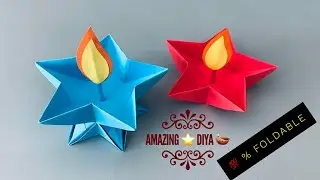 Paper Diya 🪔 [Foldable Diya] | Star Shaped Diya for Diwali