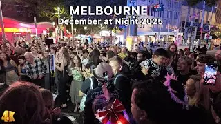 Melbourne Australia Streets at Night in December 2025