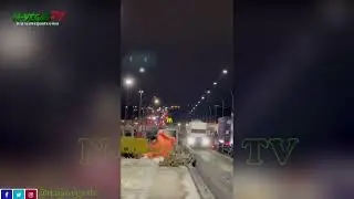 The Ambassador Bridge Between Detroit, MI And Windsor On Shutdown By A Trucker Convoy Blockade