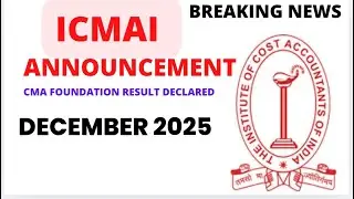 Breaking News | CMA foundation December 2025 Result Declared by ICMAI 