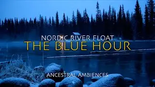 Blue Hour Nordic River — Cabin Lights, Timber & Peaceful Water