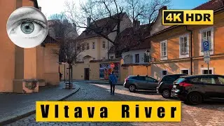 4K Prague walk: Dvoř&aacute;k embankment, Vltava, The Convent of St. Agnes - Czech Republic 🇨🇿 ASMR HDR