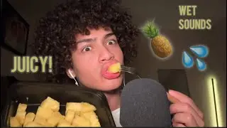 ASMR eating juicy pineapple (mouth sounds)