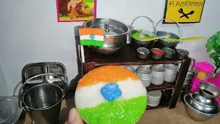 Miniature Independence Day Tri Colour Halwa | Tiny Kitchen Indian Flag Dessert #independenceday