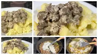 Куриные сердечки в сметане