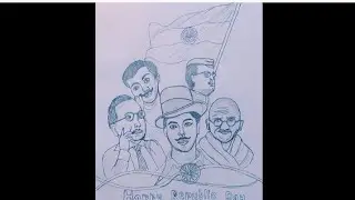 Republic Day Drawing 🇮🇳 Neta ji Gandhiji, Bhagat Singh Freedom Fighters Drawing/26 January special 