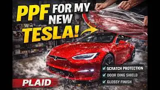 Жидкая защитная пленка PPF и керамическое покрытие на Tesla S Plaid 2026 года.