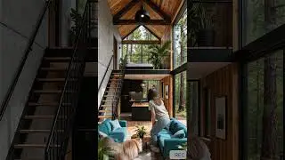 Modern Forest Loft Cabin &ndash; Minimalist Wood & Glass House Design 🌿✨