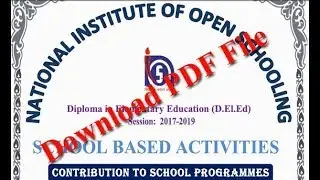 NIOS D.El.Ed SBA Cover Pape
