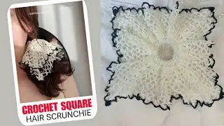 Crochet Square Hair Tie | Crochet Scrunchie | Crochet Hair Accessories