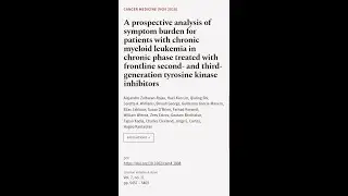 A prospective analysis of symptom burden for patients with chronic myeloid leukemia i... | RTCL.TV
