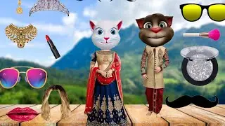 Talking Tom billu dulha and dulhan ka funny makeup video |😄|@TuniChidiyaStory-Tv #billucomedy 💄💄💄