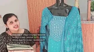 ✨ Dola Silk 3-Piece Churidar Material &ndash; Full Glass Work ✨